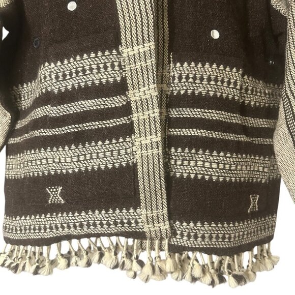 Alix of Bohemia Embroidered Handwoven Brown Blanket Jacket Size XS Western Boho - Picture 10 of 16
